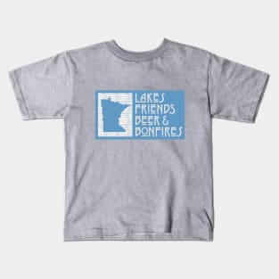 Minnesota Lakes Friends Beer and Bonfires Kids T-Shirt